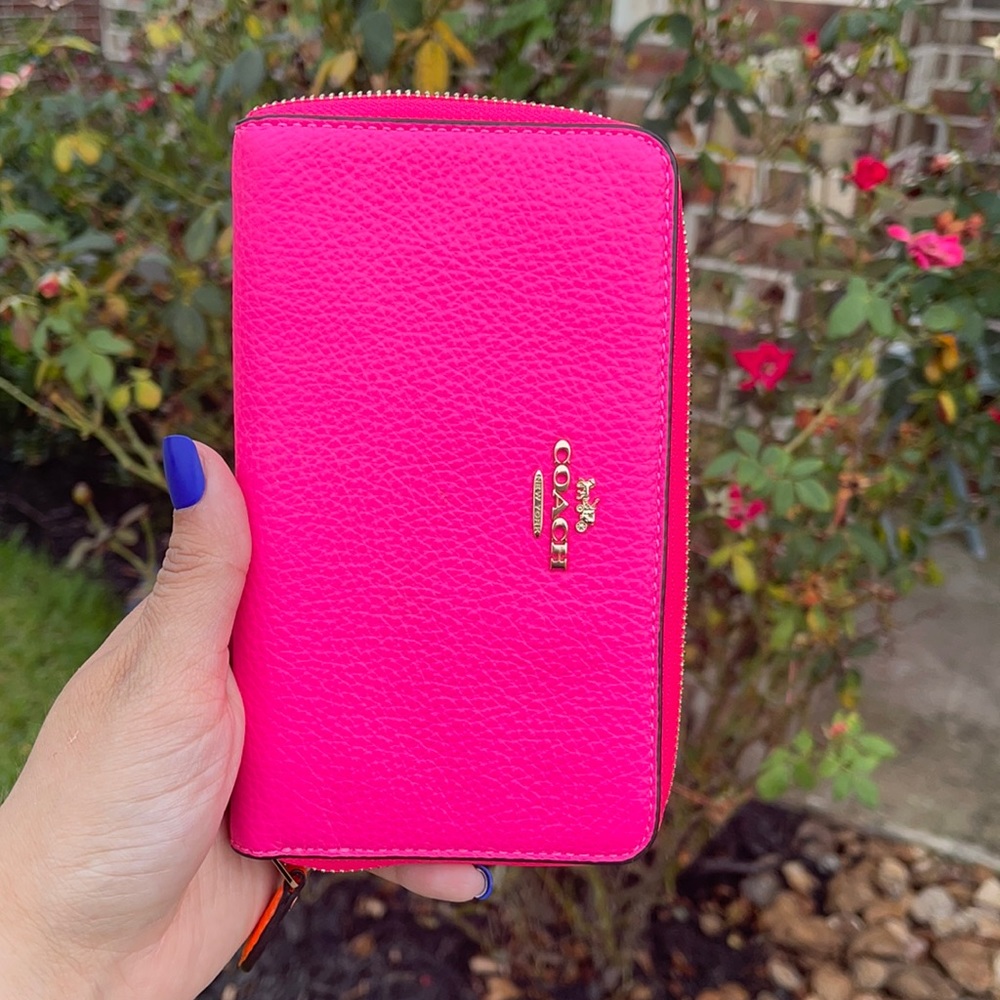 SOLD**NWT neon colorblock Coach wallet